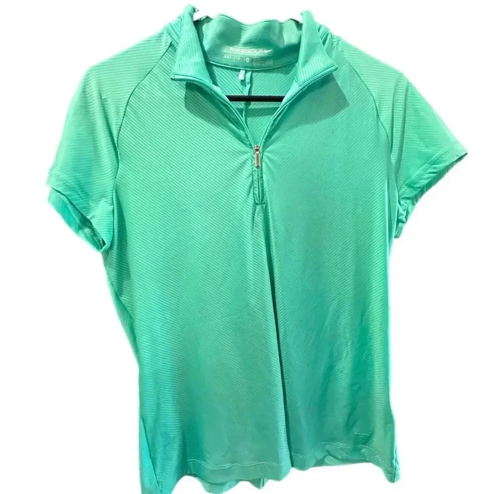 Nike Golf Dri-Fit Women's Blue Short Sleeve 1/4 Zip Activewear Shirt Size M